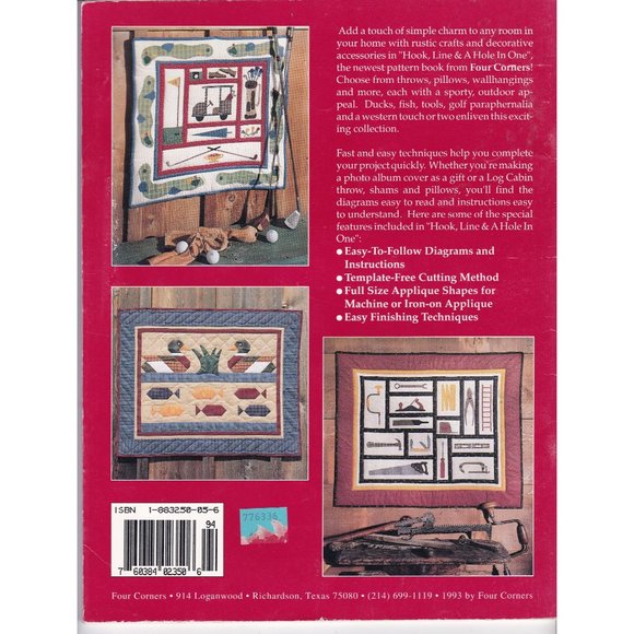 Vintage Quilting Patterns, Hook Line and a Hole in One, Designs to Make for Men - Picture 2 of 2